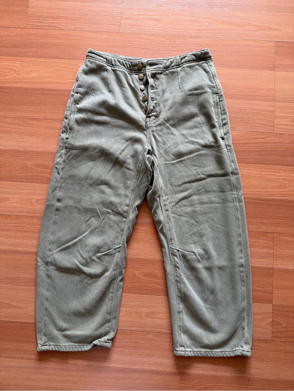 Free People We The Free Olive Green Cropped Utility Pants Size 27